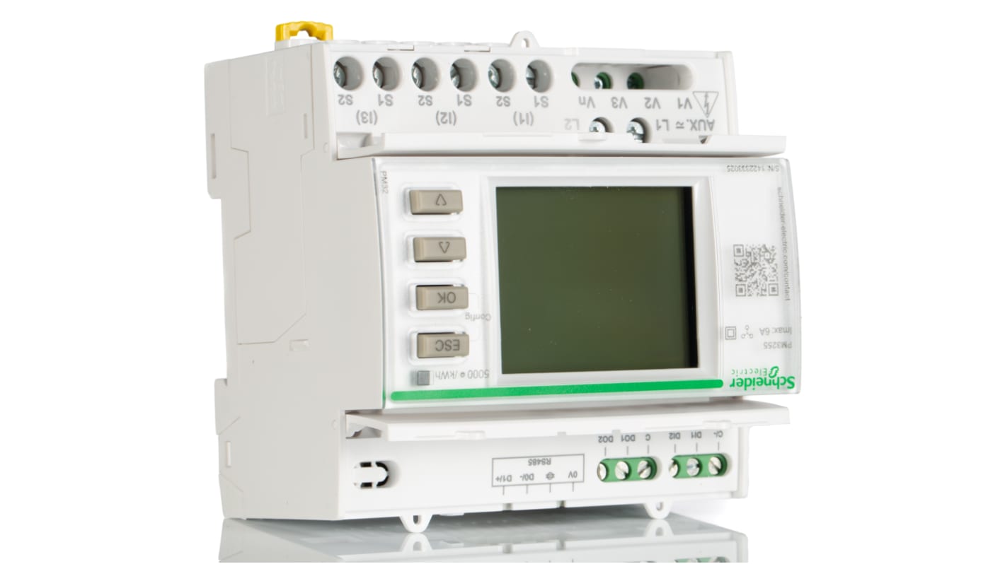 Medidor de energía Schneider Electric serie PowerLogic, display LCD retroiluminado, 3 fases