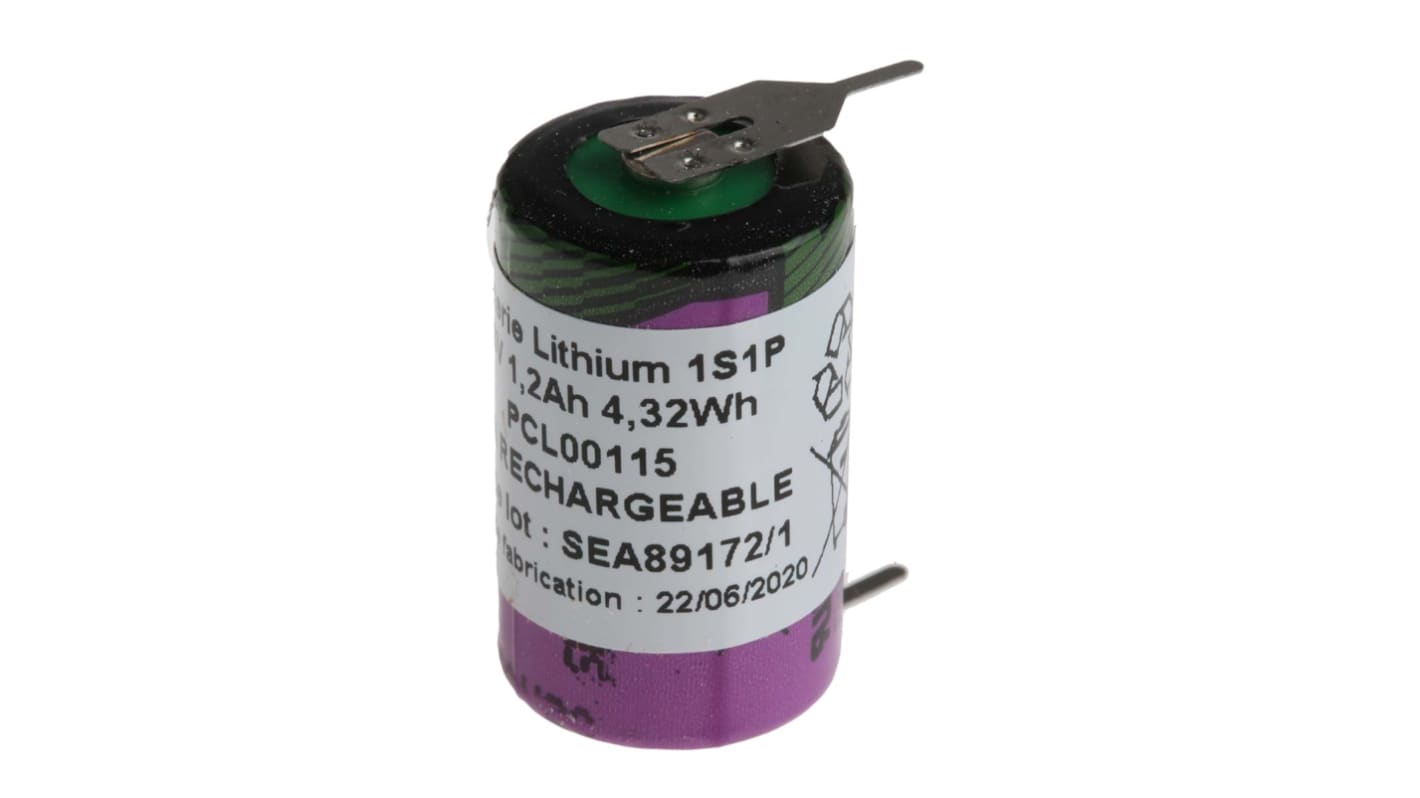 Tadiran SL-350/PR 1/2 AA Batterie, 3.6V / 1.2Ah Li-Thionylchlorid 14.7 (Dia.) x 25.2mm