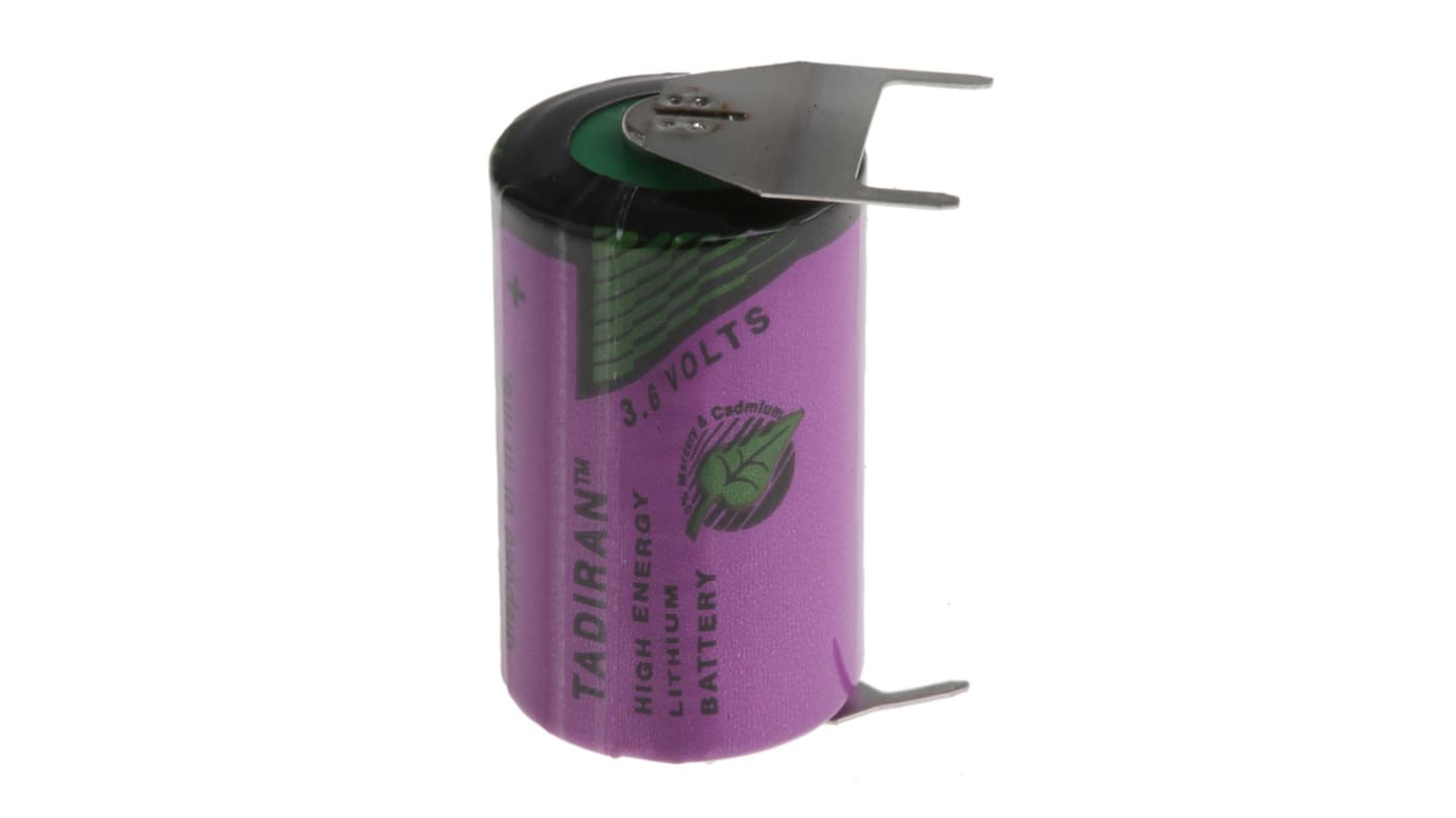 Tadiran SL-350/TP 1/2 AA Batterie, 3.6V / 1.2Ah Li-Thionylchlorid, Fahnen 14.7 (Dia.) x 25.2mm