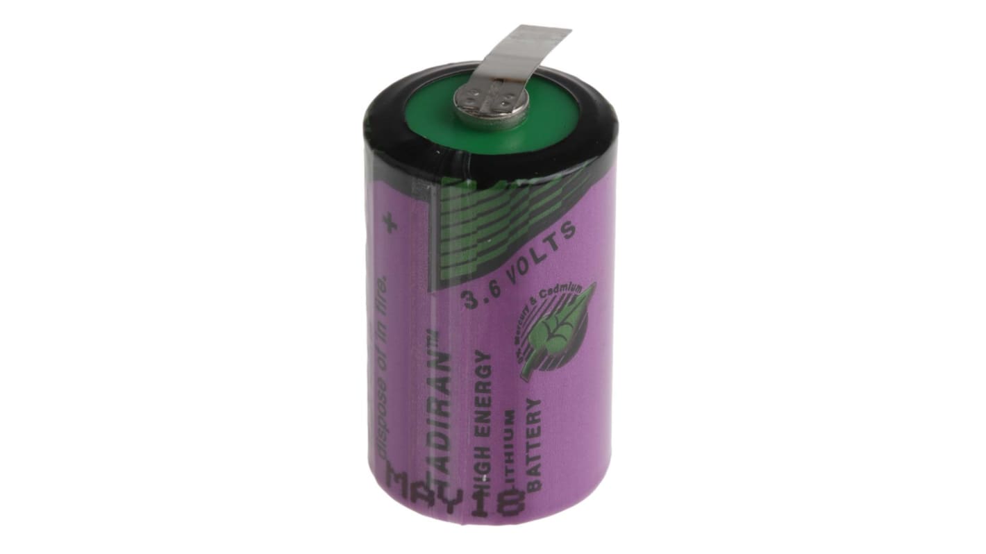 Tadiran SL-750/T 1/2 AA Batterie, 3.6V / 1.1Ah Li-Thionylchlorid, Fahnen 14.7 (Dia.) x 25.2mm