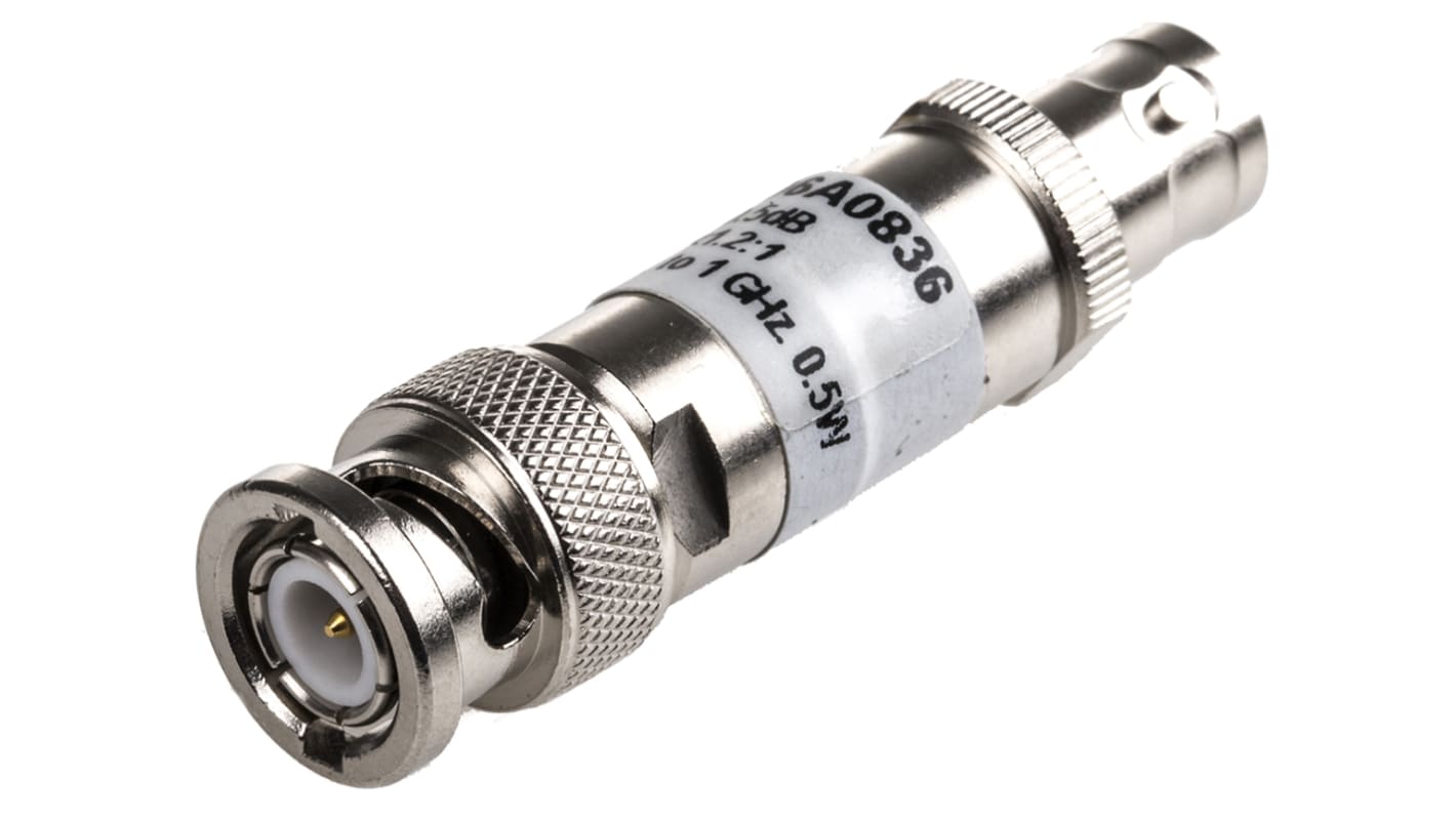 50Ω RF Attenuator Straight BNC Connector BNC Plug to BNC Socket 10dB, Operating Frequency 0 → 1GHz