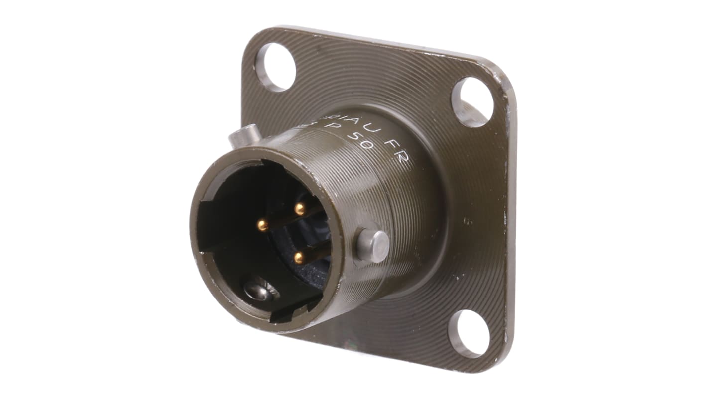 Souriau, 851 3 Way Panel Mount MIL Spec Circular Connector Receptacle, Pin Contacts,Shell Size 8, Bayonet Coupling,