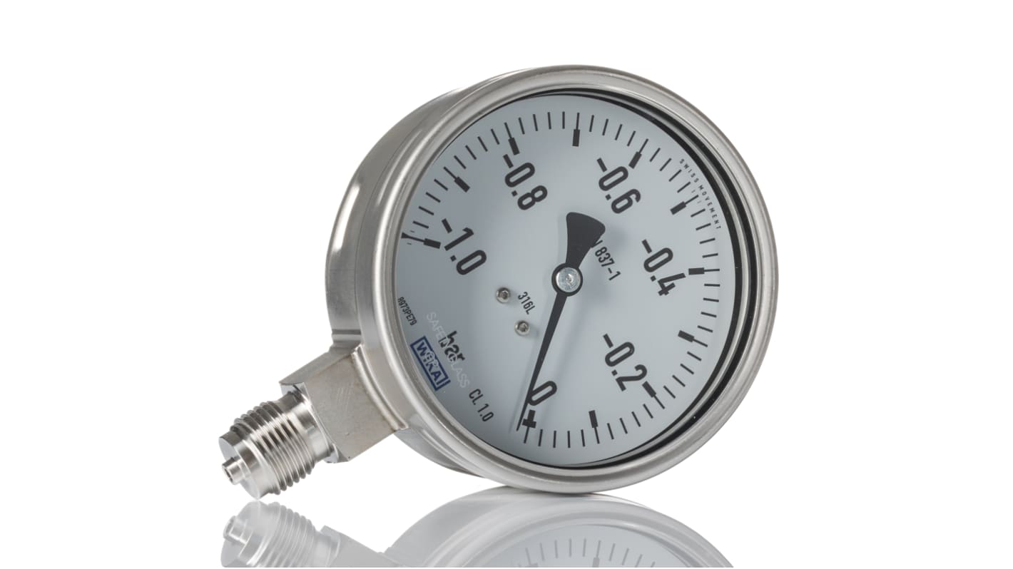 7094796 RS PRO G 1/2 Analogue Pressure Gauge 1bar Bottom Entry, With