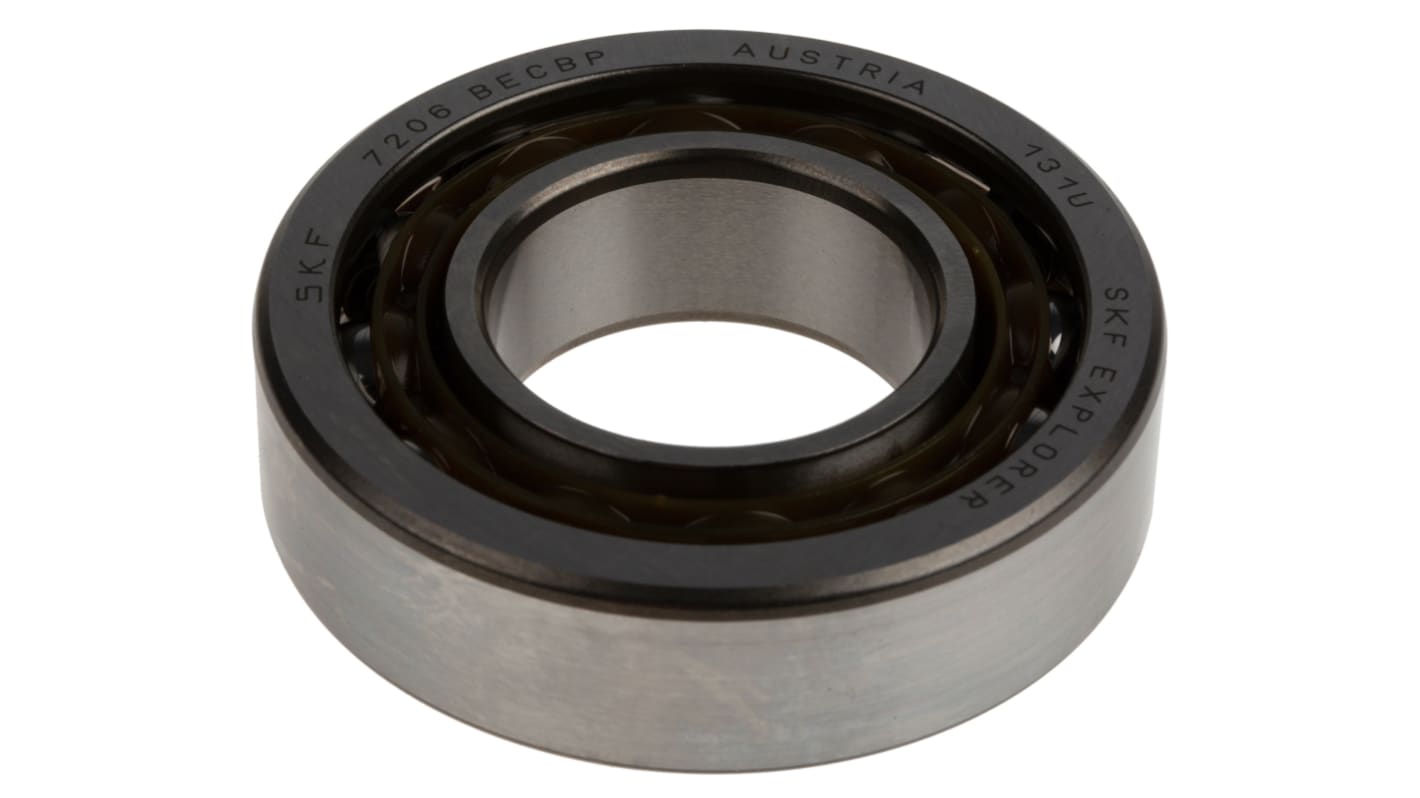 SKF 7206 BECBP Single Row Angular Contact Ball Bearing- Open Type 30mm I.D, 62mm O.D