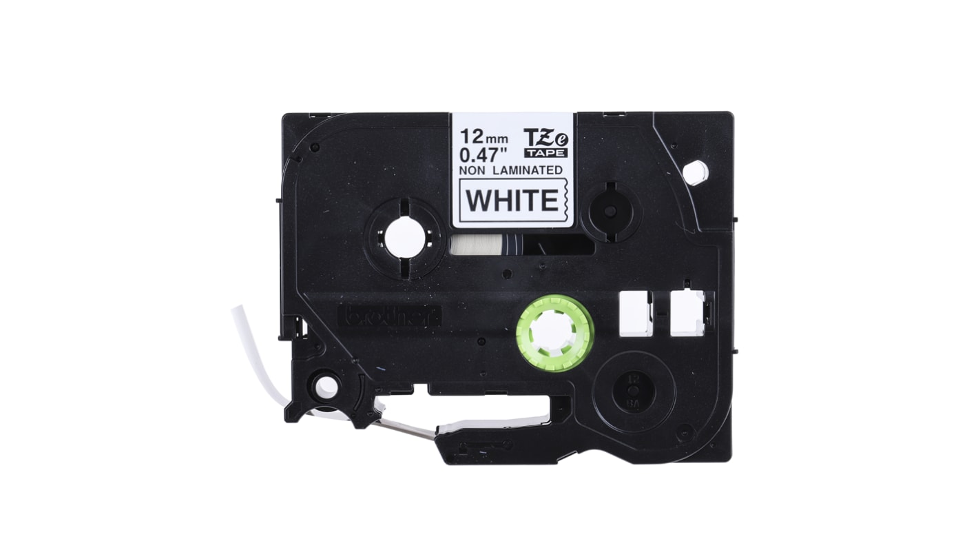 Brother Black on White Label Printer Tape, 8 m Length, 12 mm Width