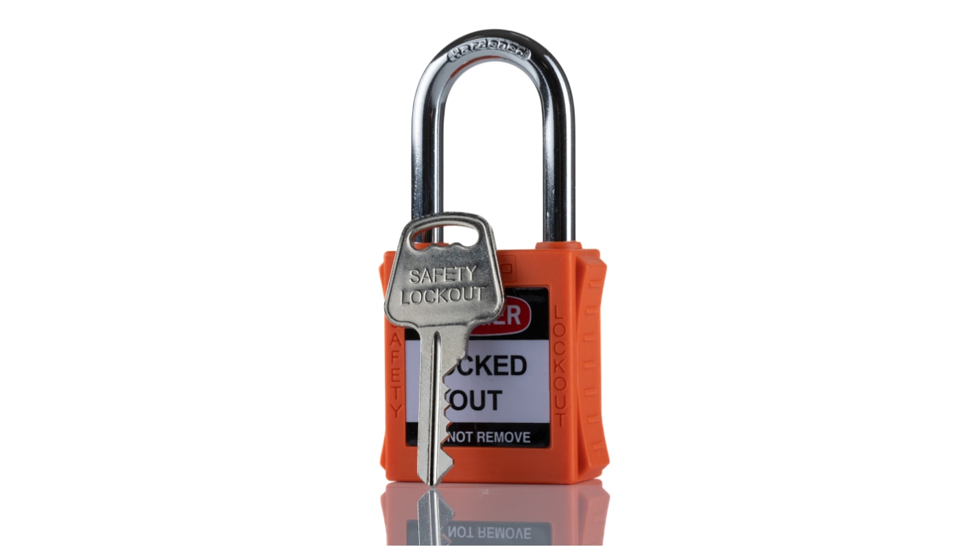 RS PRO Orange 1-Lock Nylon, Steel Safety Lockout, 6.4mm Shackle