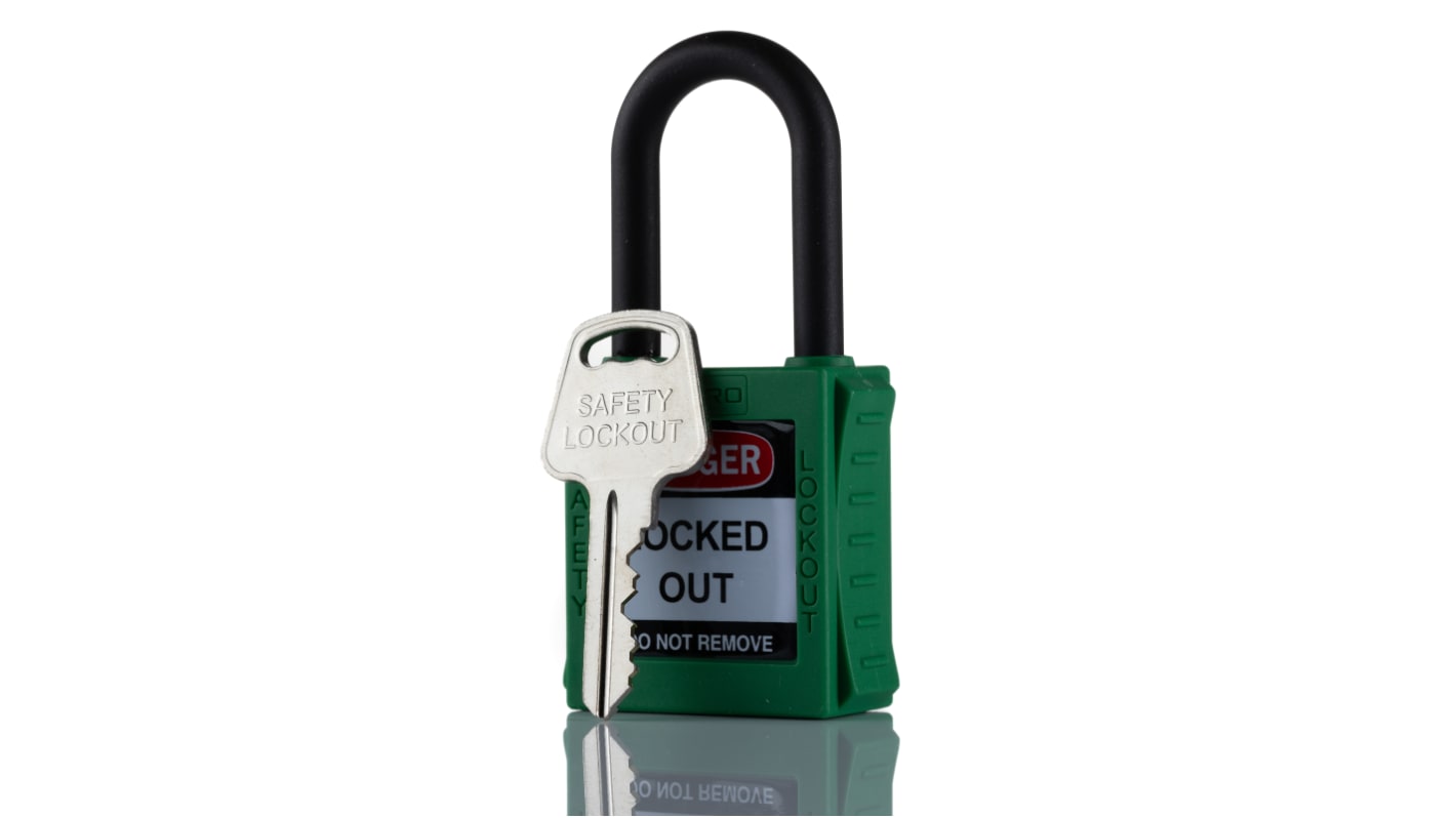 RS PRO Green 1-Lock Nylon Safety Lockout, 6.4mm Shackle