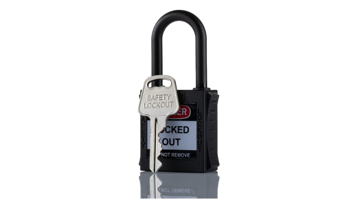 RS PRO Black 1-Lock Nylon Safety Lockout, 6.4mm Shackle