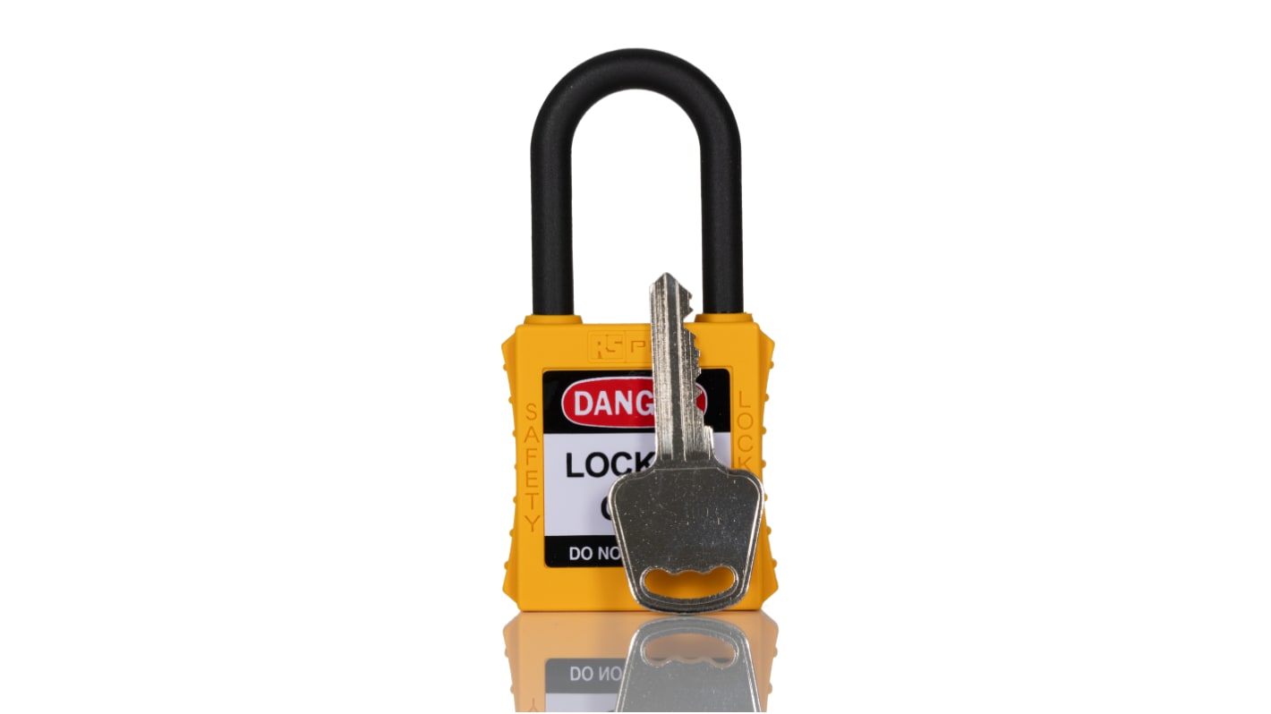 RS PRO Yellow 1-Lock Nylon Safety Lockout, 6.4mm Shackle