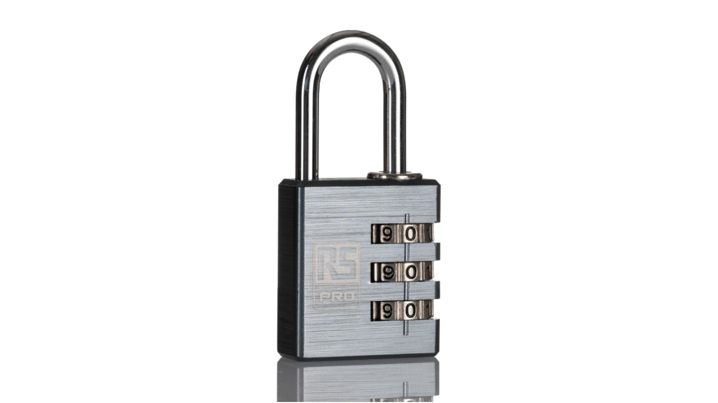 RS PRO Combination Aluminium Combination Padlock, 5mm Shackle, 32mm Body