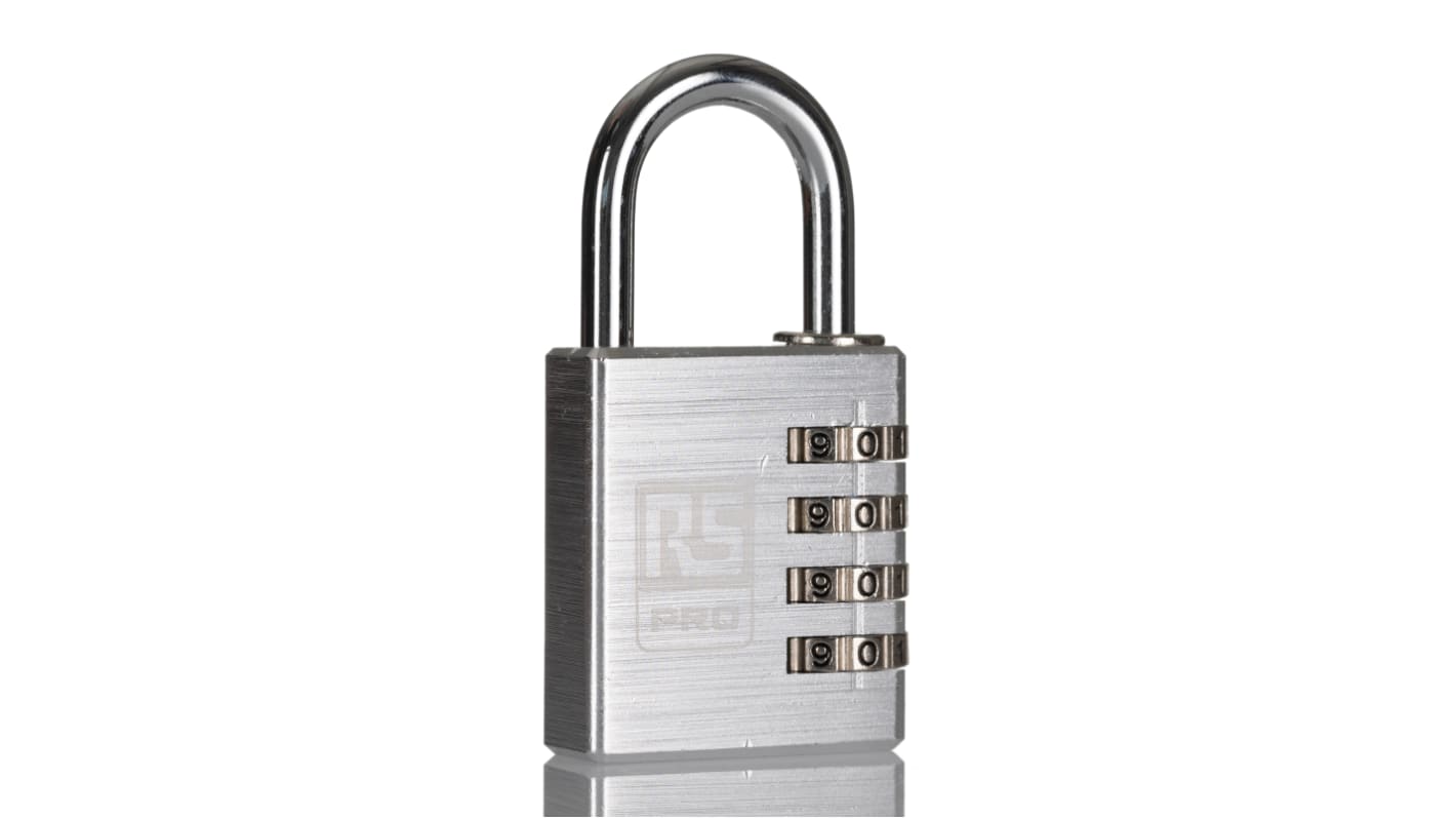 RS PRO Combination Aluminium Combination Padlock, 6mm Shackle, 40mm Body