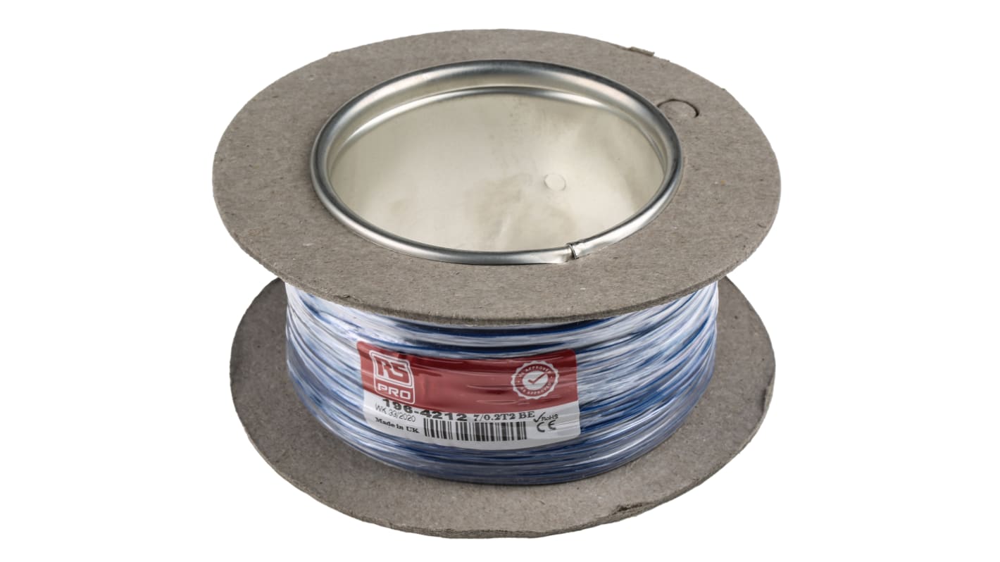 RS PRO Blue 0.2 mm² Hook Up Wire, 24 AWG, 7/0.2 mm, 100m, PVC Insulation