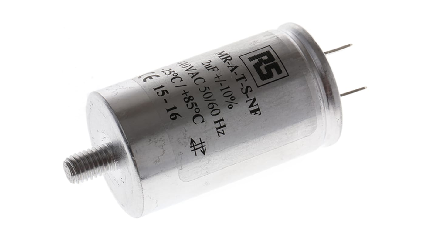 RS PRO Polypropylene Film Capacitor, 440V ac, ±10%, 2μF, Stud Mount