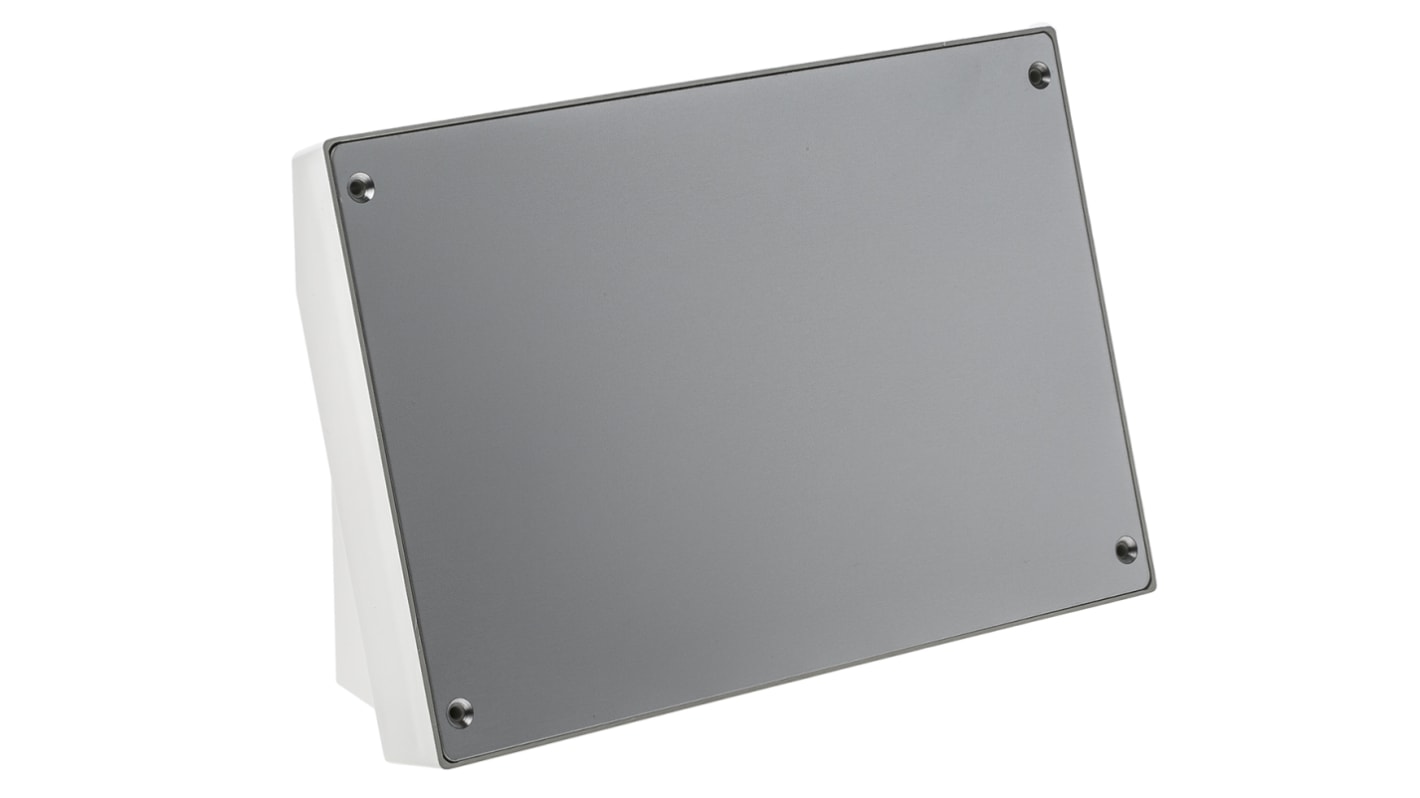 OKW DATEC Series Grey, White ABS Desktop Enclosure, Sloped Front, 264 x 180 x 86mm