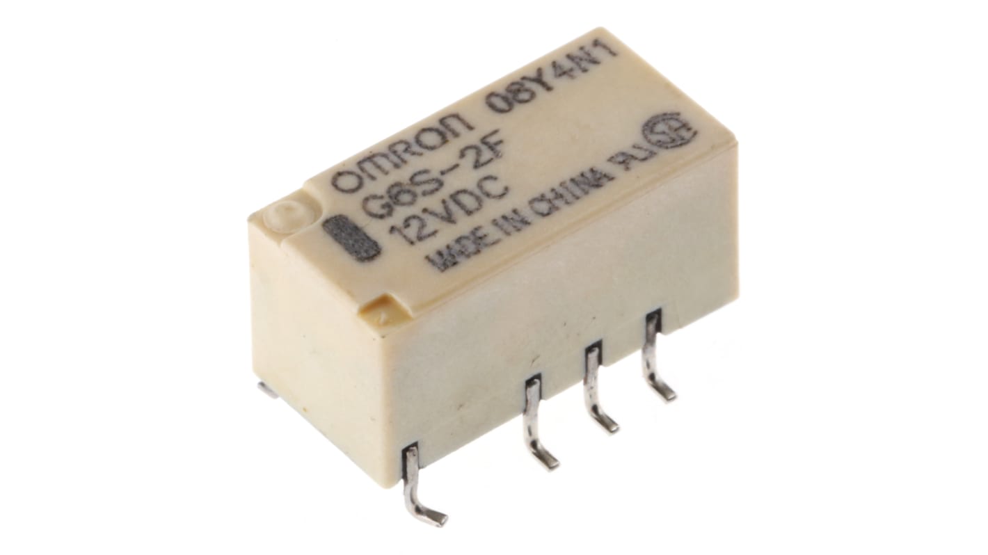 Relé de señal sin enclavamiento Omron HFD3-V, DPDT, 12V dc, 2 A dc, montaje en PCB