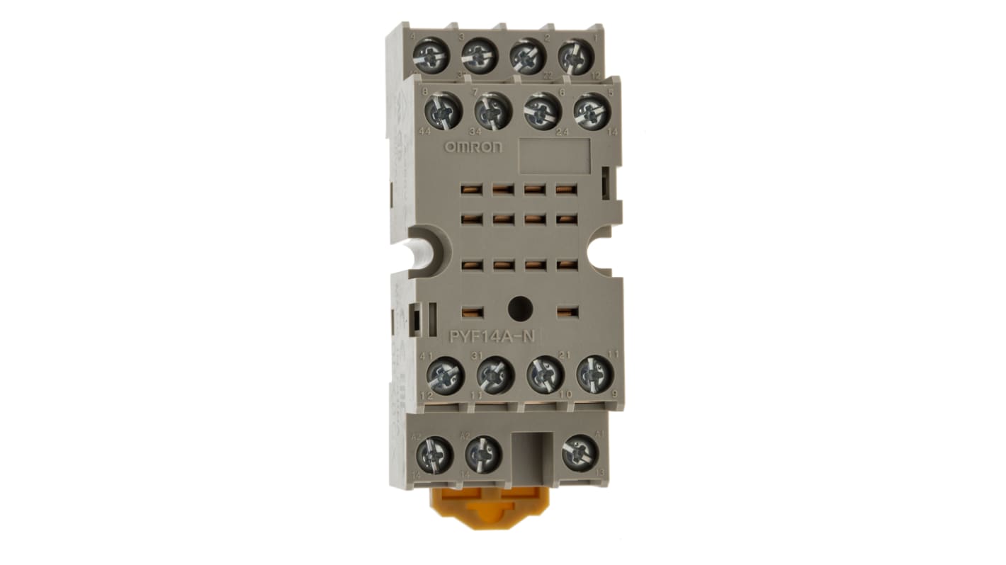 Omron PYF 14 Pin 250V ac DIN Rail Relay Socket, for use with MY4IN, MY4IN1, MY4IN1-D2, MY4IN-CR, MY4IN-D2, MY4N, MY4N1,