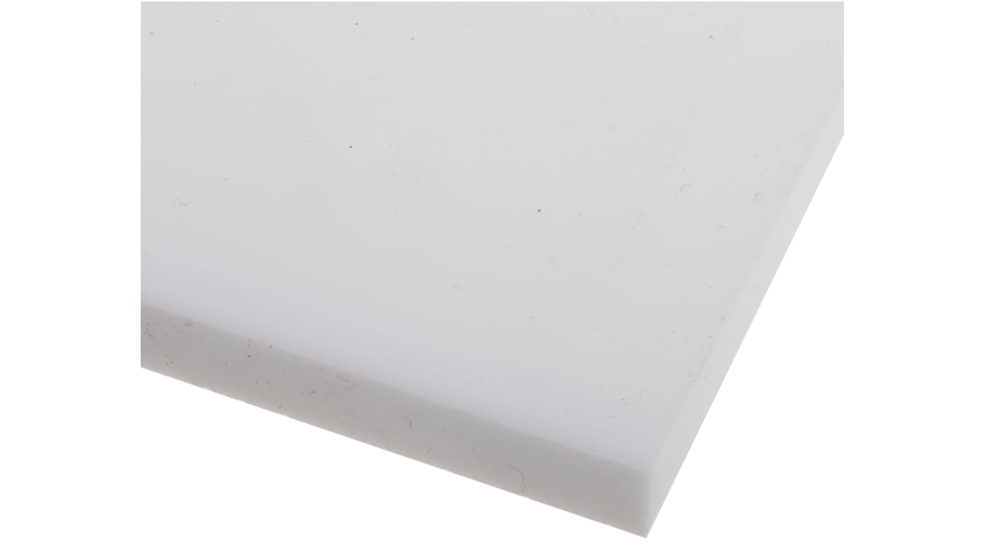 RS PRO PTFE Kunststoffplatte, Weiß, 15mm x 300mm x 300mm / 2.18 → 2.21g/cm³ bis +260°C, Voll