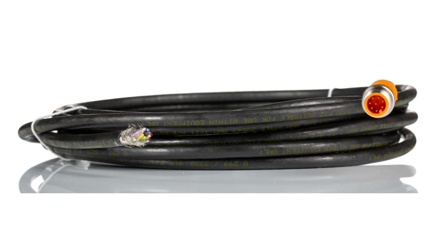 Cable de conexión Lumberg Automation, con. A M12 Macho, 8 polos, con. B Sin terminación, cod.: A, long. 5m, 30 V, 2 A,