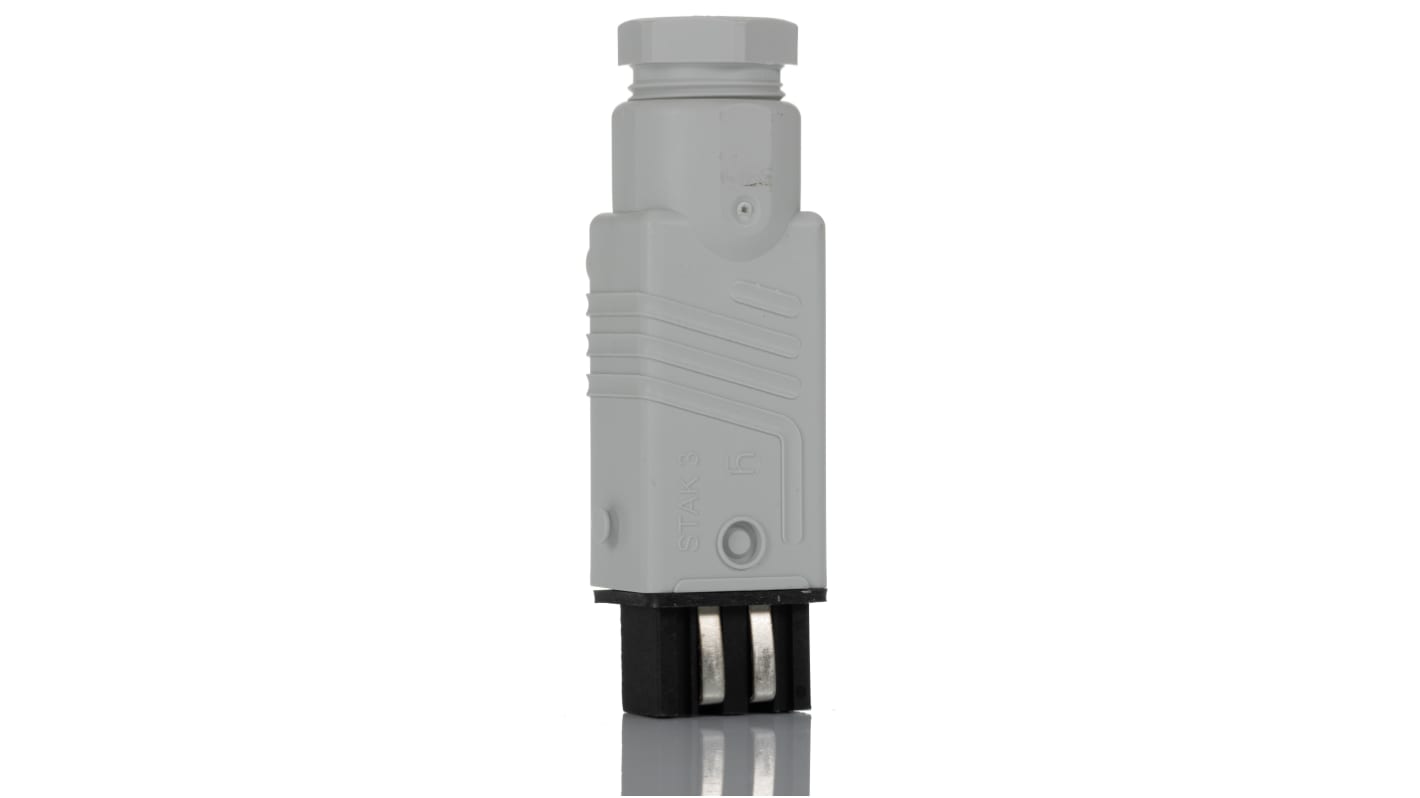 Conector de potencia industrial Hembra, Formato 3 + PE, Orientación Recto, ST, Gris, 230 V, 400 V, 10A, IP54