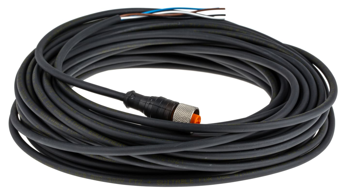 Cable de conexión Lumberg Automation, con. A M12 Hembra, 4 polos, con. B Sin terminación, cod.: A, long. 15m, 250 V, 4