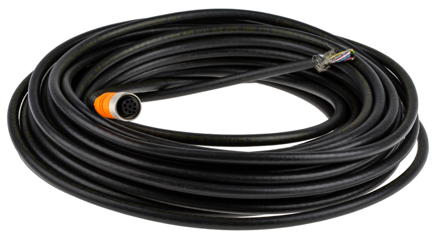 Cable de conexión Lumberg Automation, con. A M12 Hembra, 8 polos, con. B Sin terminación, cod.: A, long. 15m, 30 V, 2
