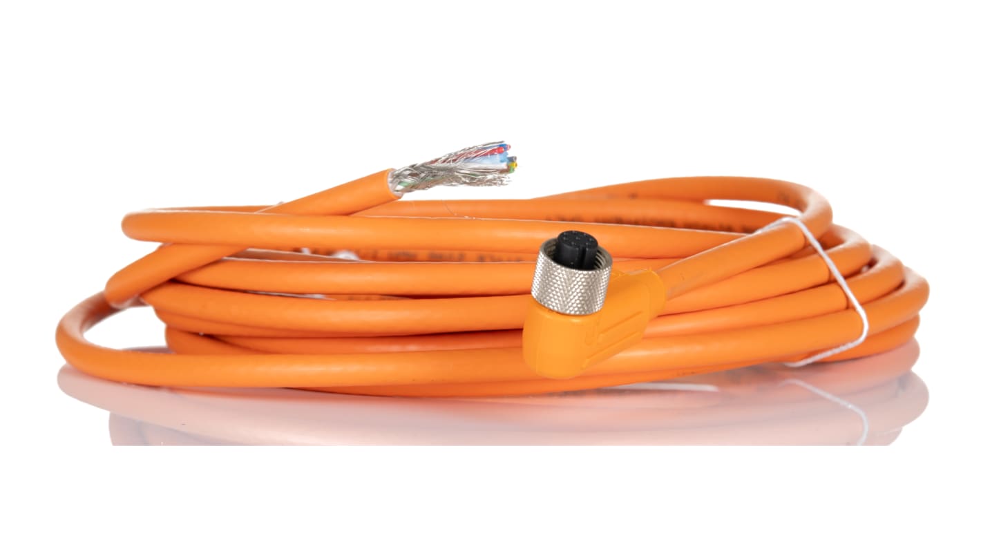 Cable de conexión Lumberg Automation, con. A M12 Hembra, 8 polos, con. B Sin terminación, cod.: A, long. 5m, 30 V, 2