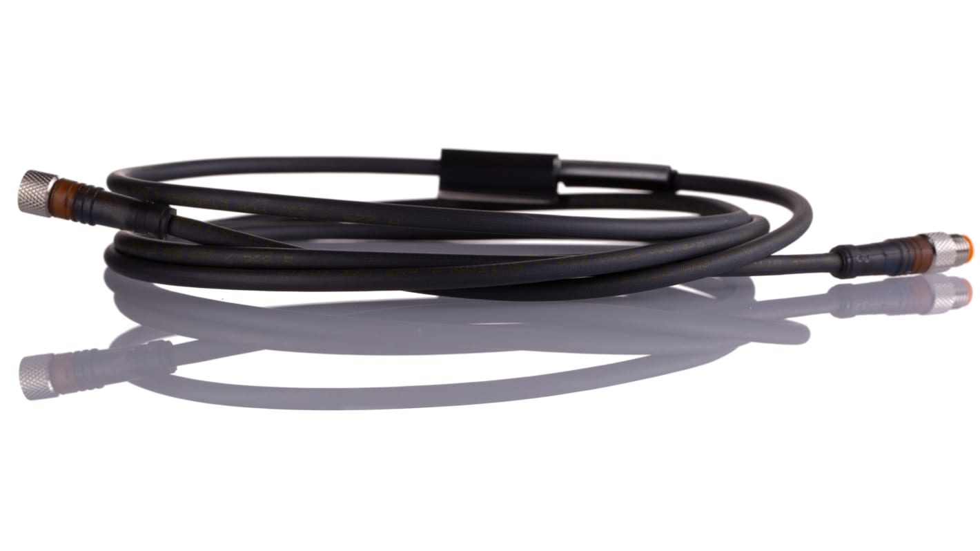 Cable de conexión Lumberg Automation, con. A M8 Macho, 4 polos, con. B M8 Hembra, 4 polos, cod.: A, long. 2m, 30 V, 4