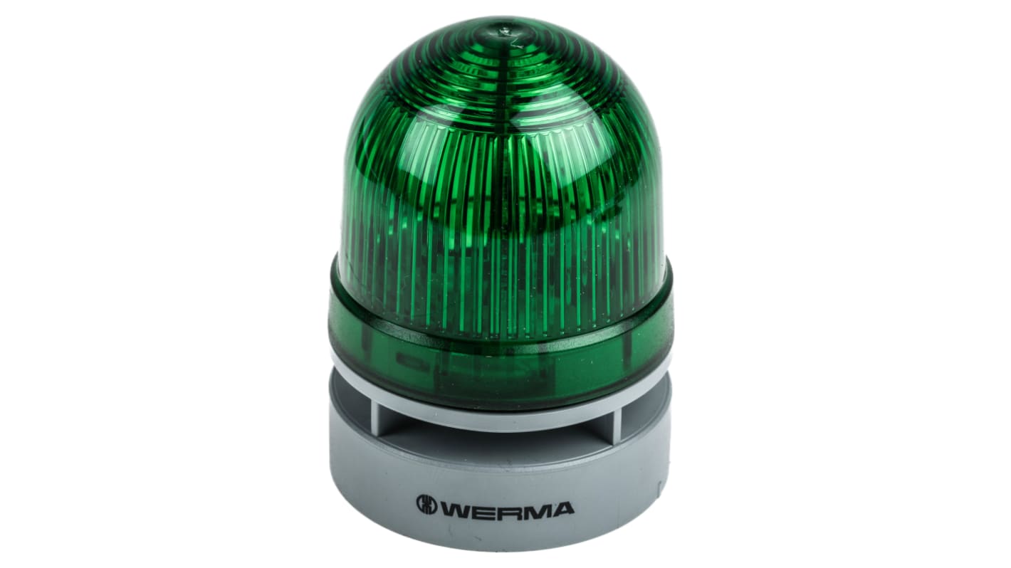 Indicator luminoso y acústico LED Werma EvoSIGNAL Mini, 24 V dc, Verde, Parpadeante, continuo, 95dB @ 1m, IP66