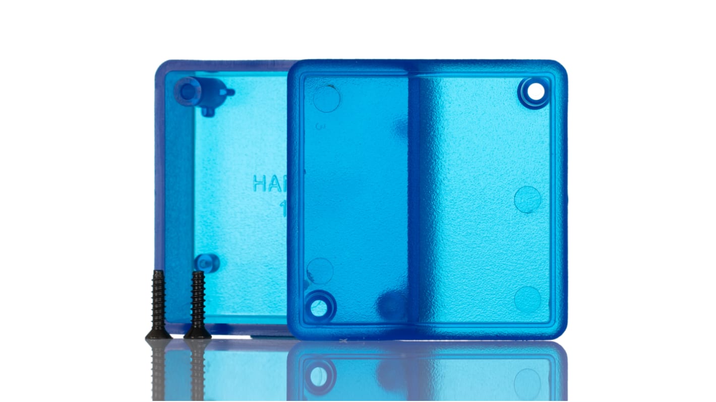 Hammond 1551 Series Translucent Blue ABS Enclosure, IP54, Flanged, Translucent Blue Lid, 50 x 50 x 20mm