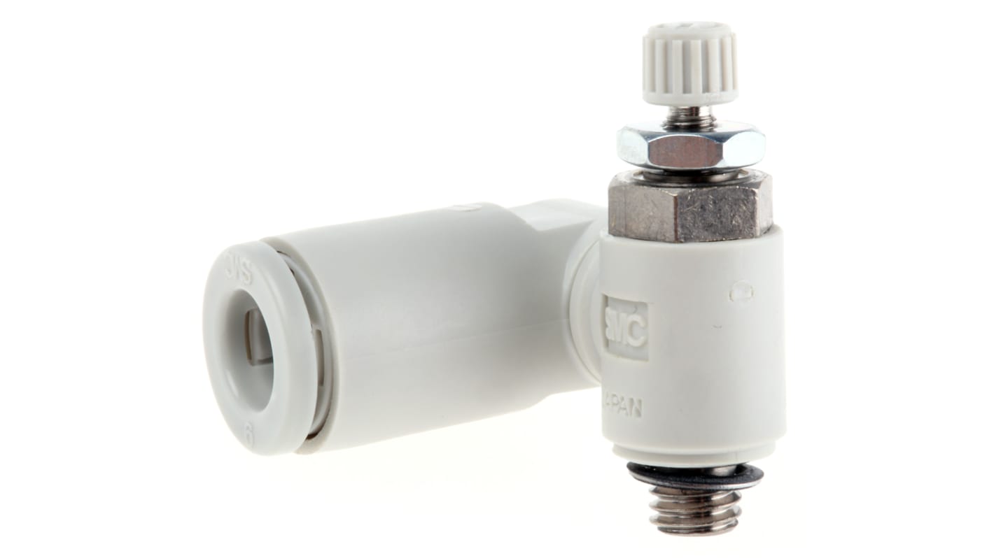 SMC AS Series Threaded Flow Regulator, M5 x 0.8 Male Inlet Port x M5 x 0.8 Male Outlet Port x 6mm Tube Outlet Port