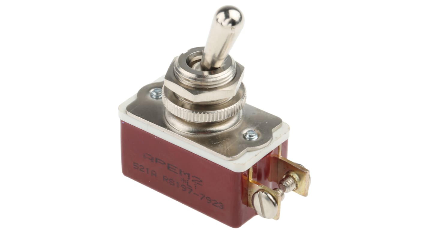 APEM Toggle Switch, Panel Mount, Latching, SPST, Screw Terminal