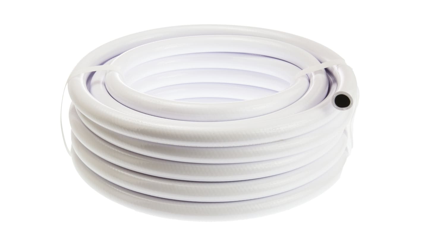 RS PRO PVC, Hose Pipe, 12.5mm ID, 19mm OD, White, 10m