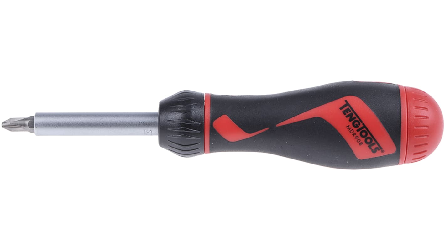 Teng Tools 1/4 in Hexagon Phillips, Pozidriv, Slotted Ratchet Screwdriver, 175 mm length