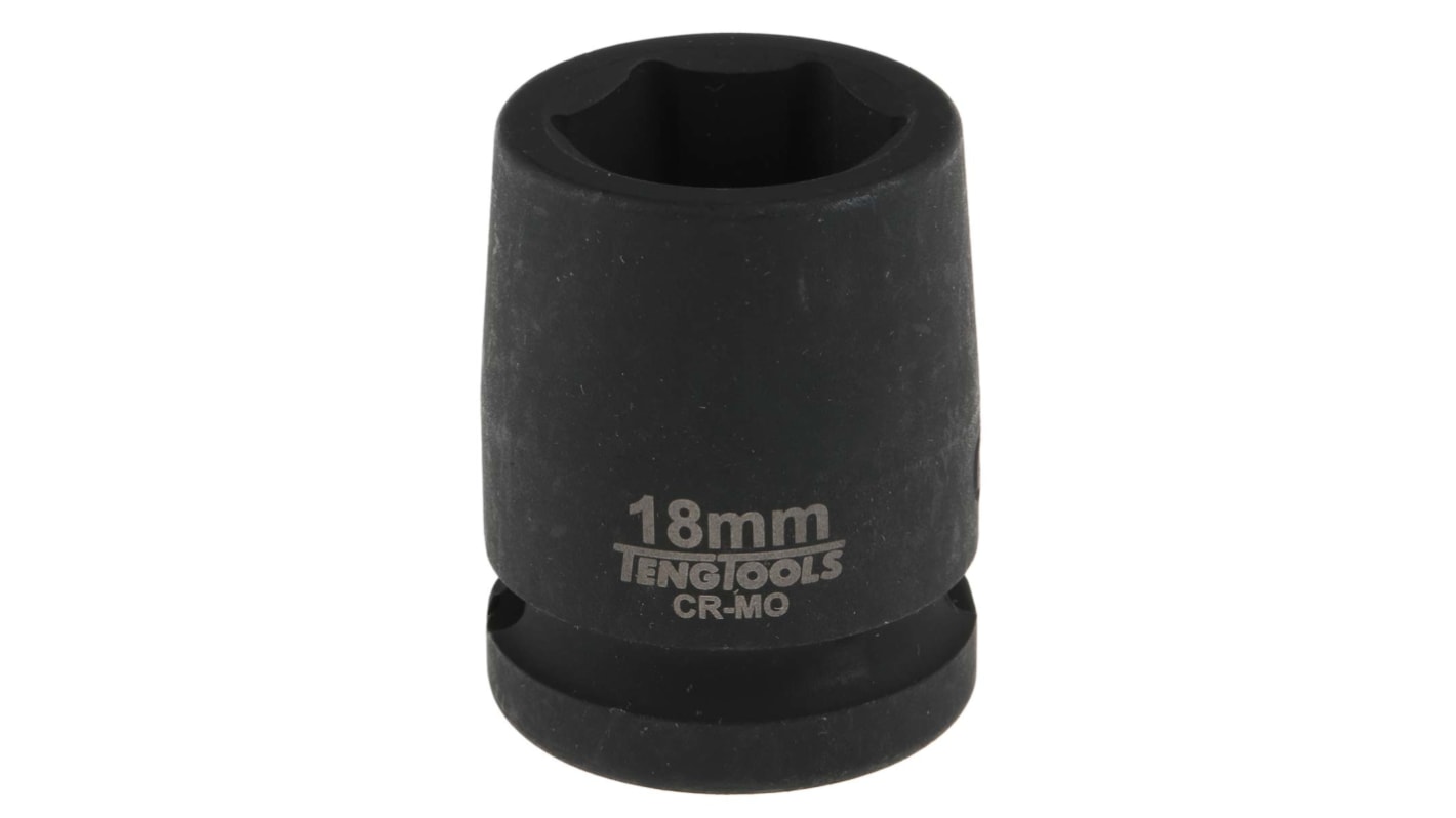 Teng Tools 18mm, 1/2 in Drive Impact Socket, 30 mm length