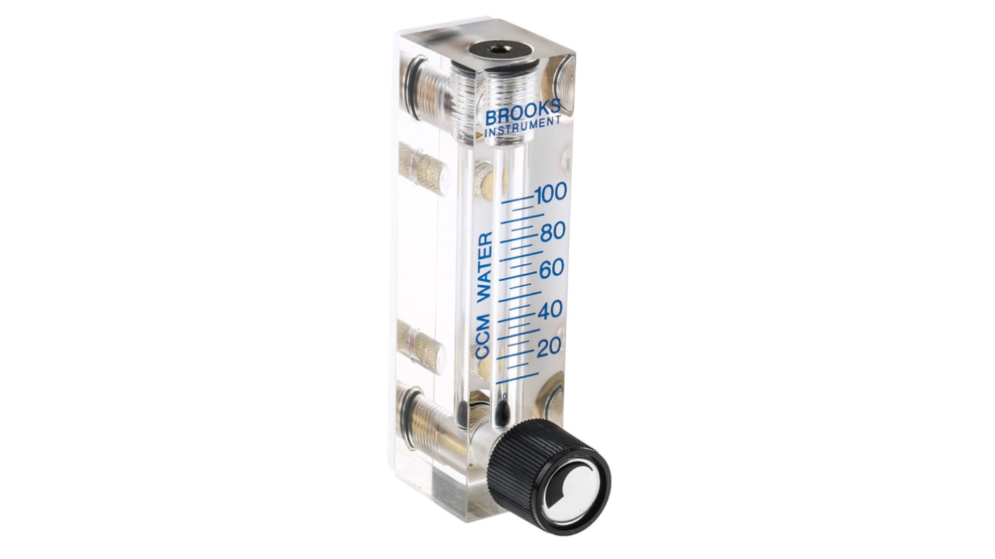 Key Instruments FR2000 Series Variable Area Flow Meter for Liquid, 10 ccm Min, 100 cm³/min Max