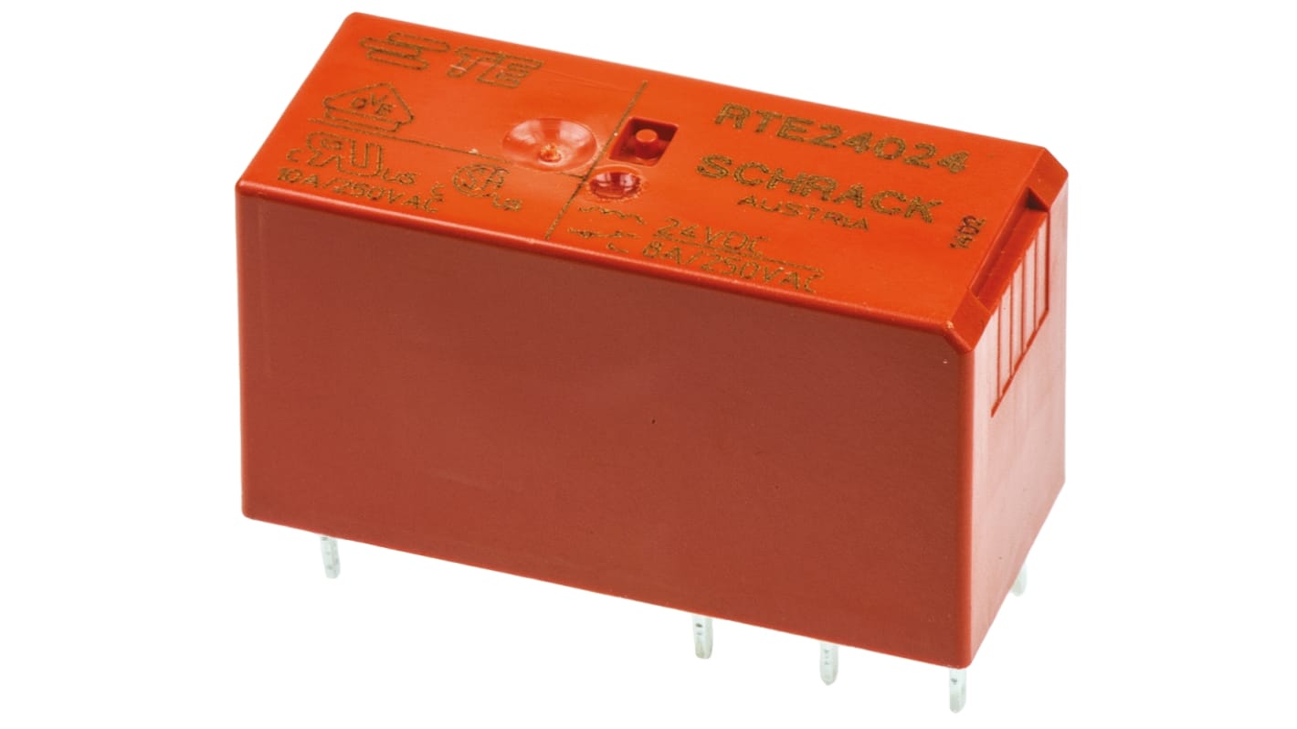 Przekaźnik mocy 24V dc DPDT TE Connectivity, montaż PCB 1440Ω Otwór przezierny