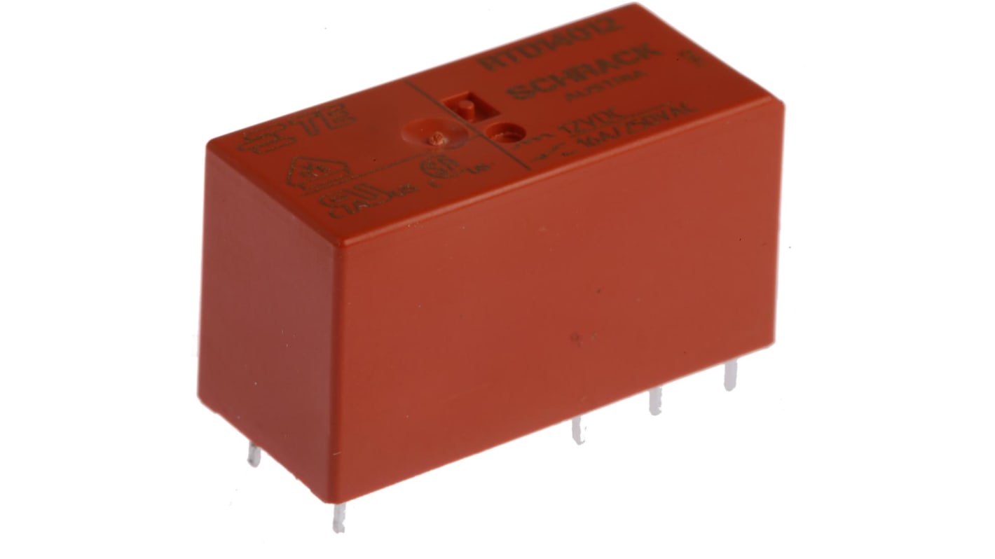 TE Connectivity PCB Mount Power Relay, 12V dc Coil, 16A Switching Current, SPDT