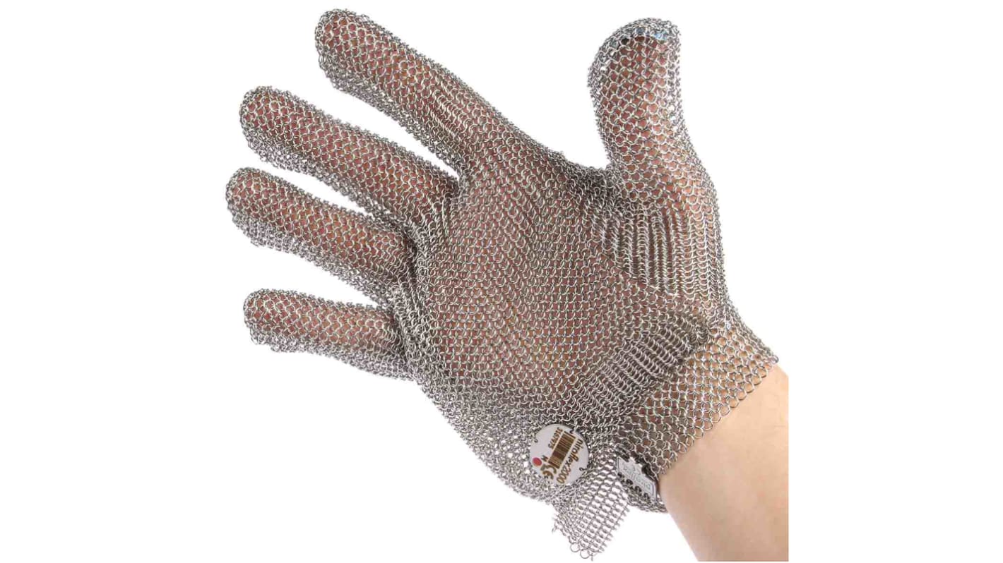 Polyco Healthline Metallica Grey Stainless Steel Cut Resistant Work Gloves, Size 8, Medium