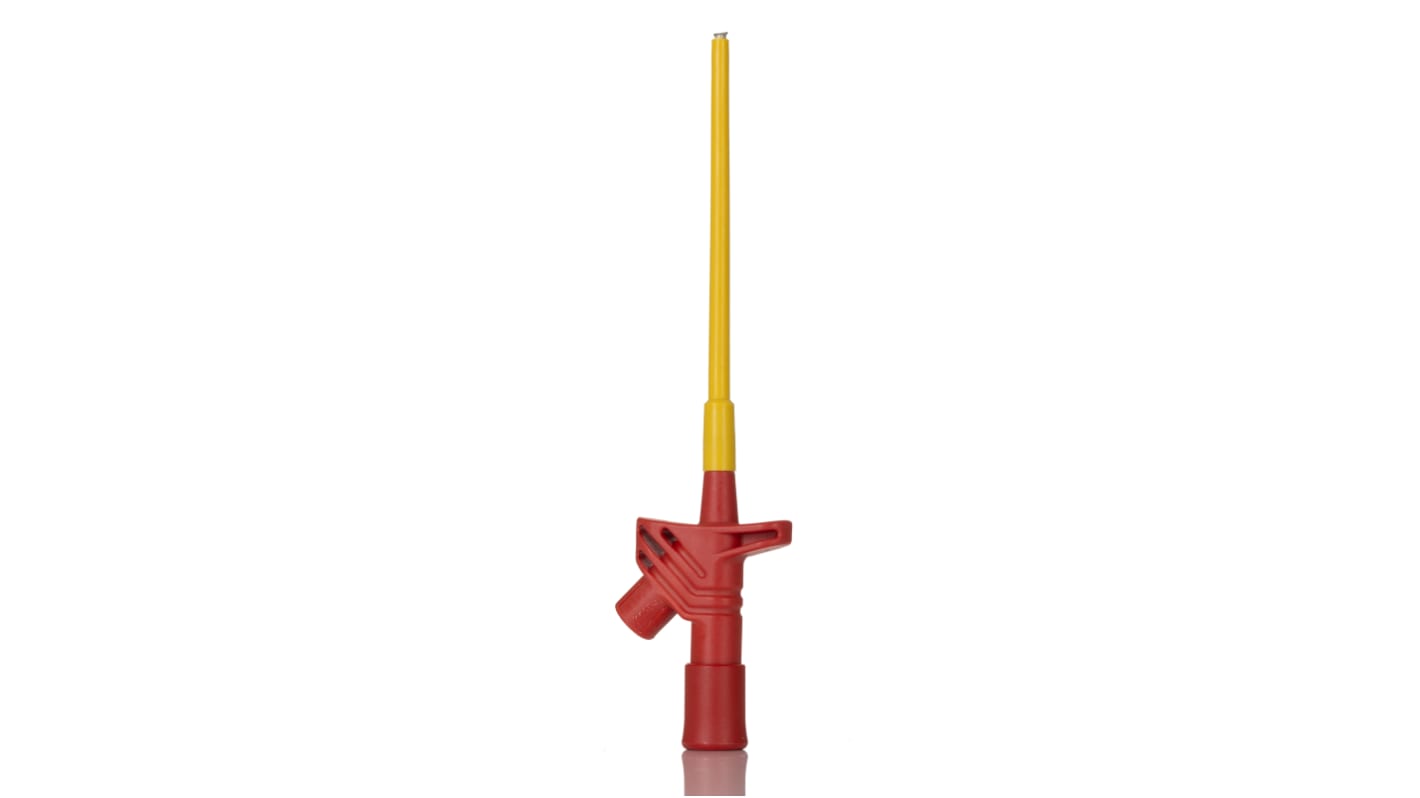 Pince grippe-fils , Hirschmann, 4A, sonde de 4mm, L. 161mm, Rouge