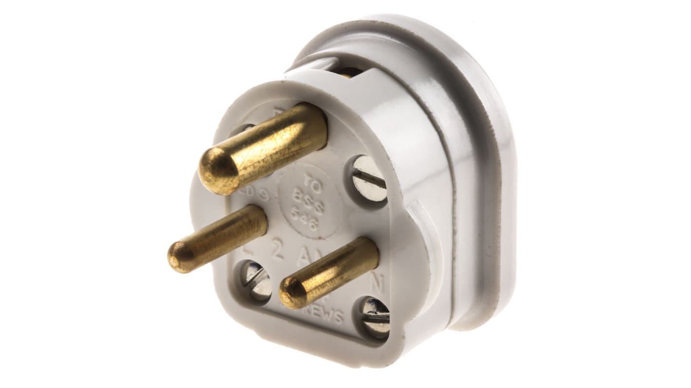 MK Electric Netzstecker Kabel, 2P+E Britisch / 2A Weiß, für UK