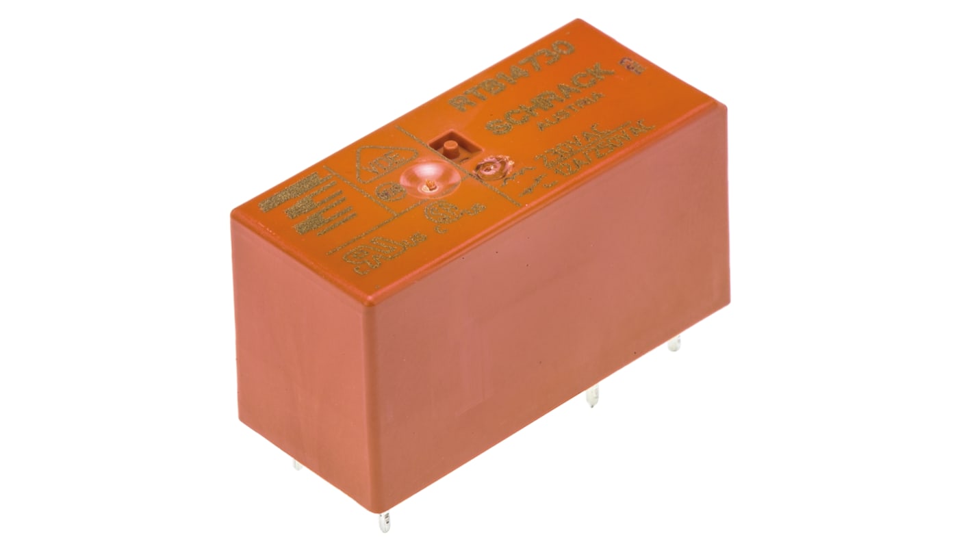 TE Connectivity PCB Mount Power Relay, 230V ac Coil, 12A Switching Current, SPDT