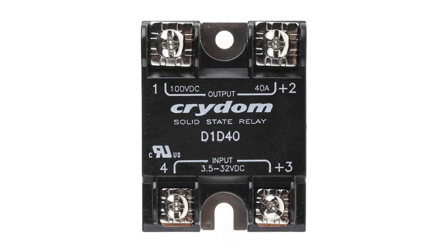 Relé de estado sólido Sensata Crydom 1-DC, control 3.5 → 32 V dc, carga 0 → 100V dc, 40 A máx., montaje