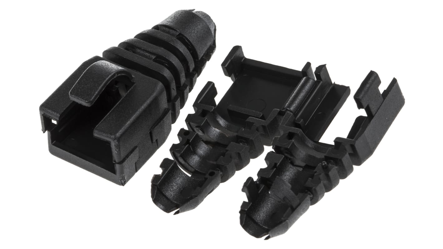 Krytka konektoru RJ, RJ45, Černá, Ano, hloubka: 12.7mm, délka: 32.004mm