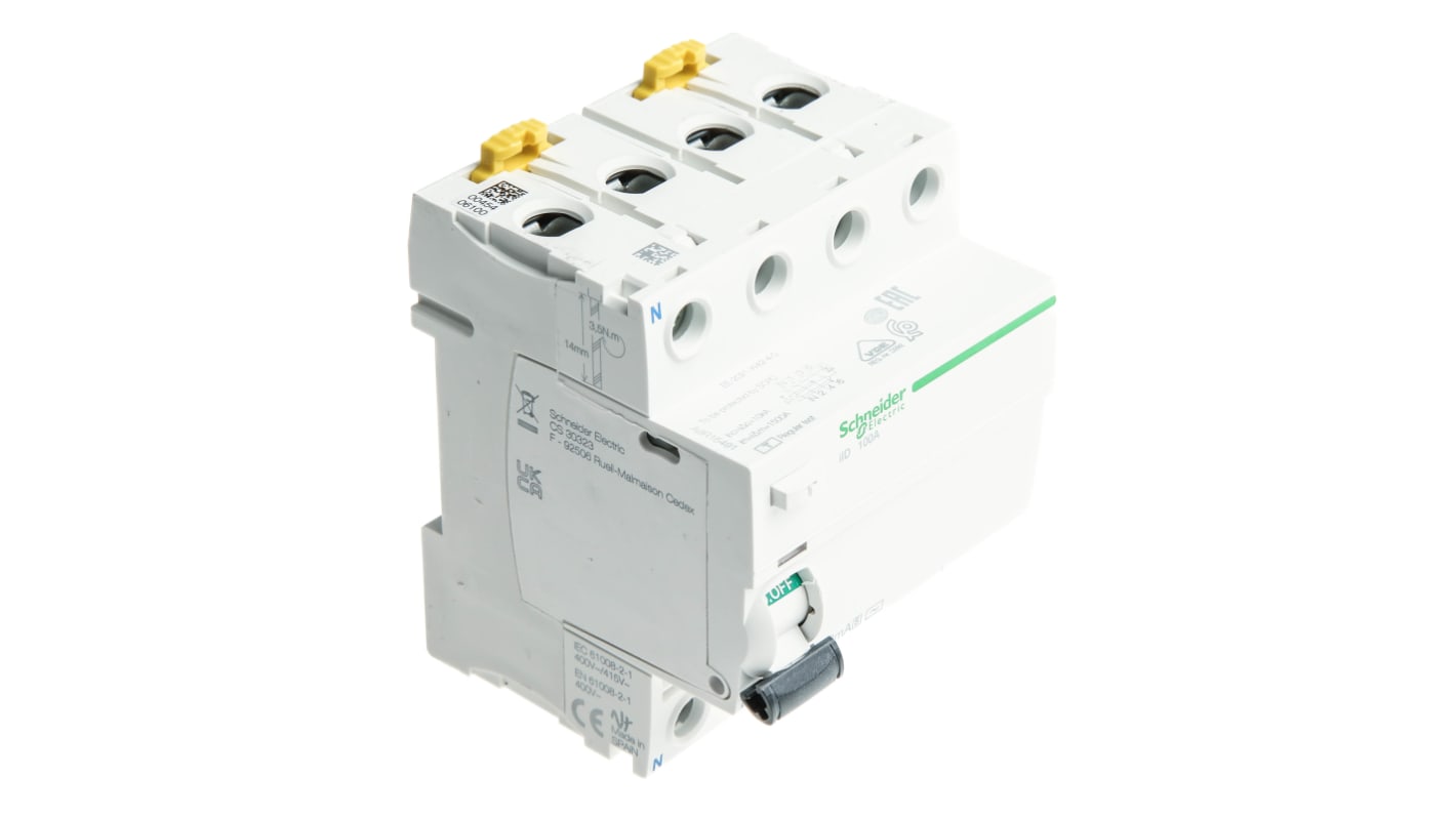 RCCB Schneider Electric, 100A Tipo AC, 4 Polos, 300mA Acti9 415V ac