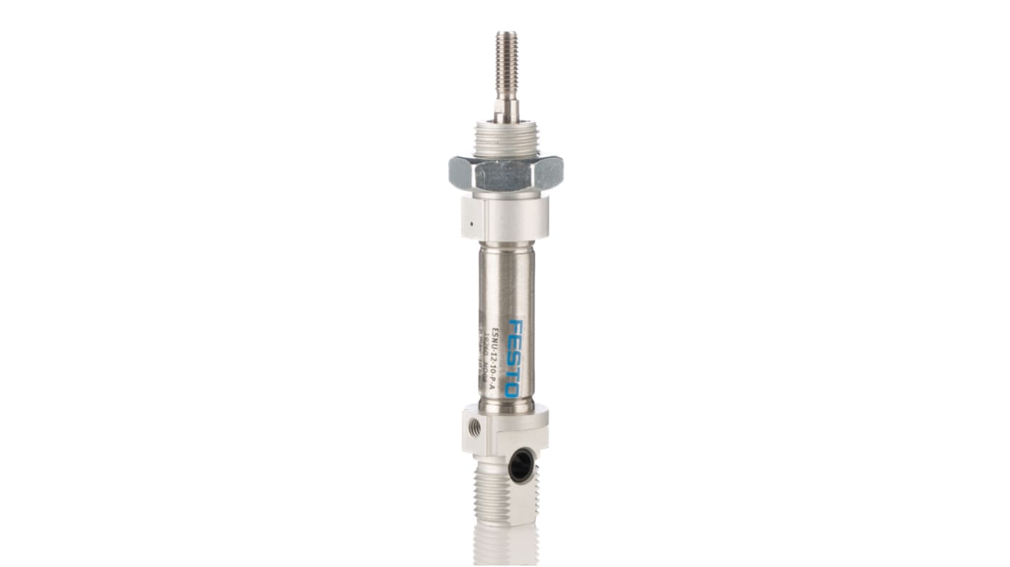 Festo ISO Standard Cylinder - 19260, 12mm Bore, 10mm Stroke, ESNU Series, Single Acting