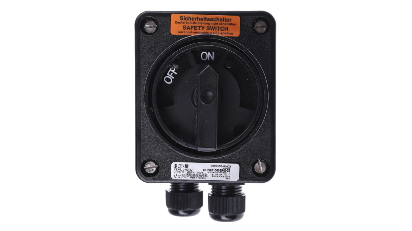 Eaton GHG 261 Series Limit Switch, 2NC/1NO, IP66, 3P, Polyamide Housing, 500V ac Max, 10A Max