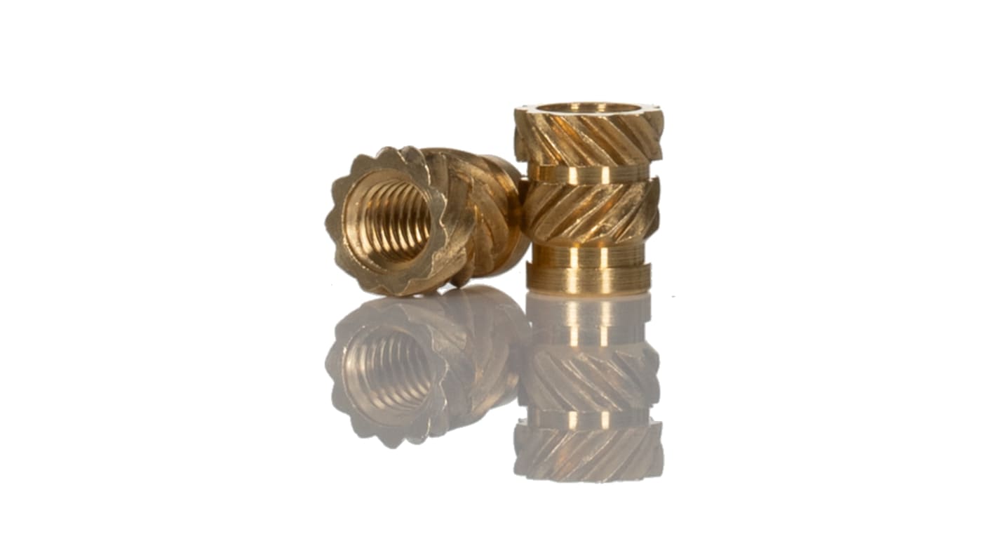 RS PRO, M3 Brass Threaded Insert, 4.6mm diameter 4mm Depth 5.7mm RS