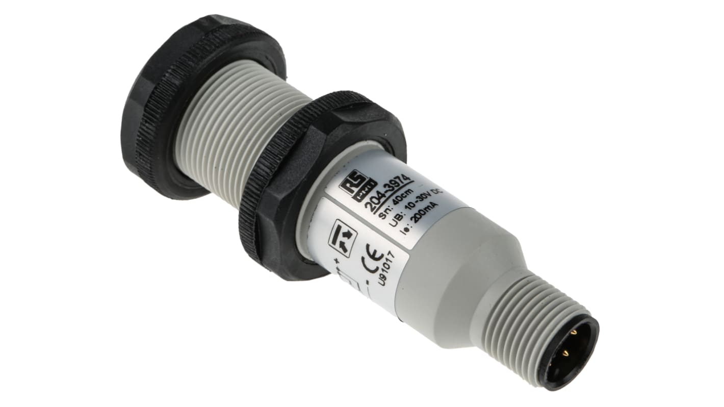 RS PRO Diffuse Reflection Photoelectric Sensor, Barrel Sensor, 0.4 m Detection Range