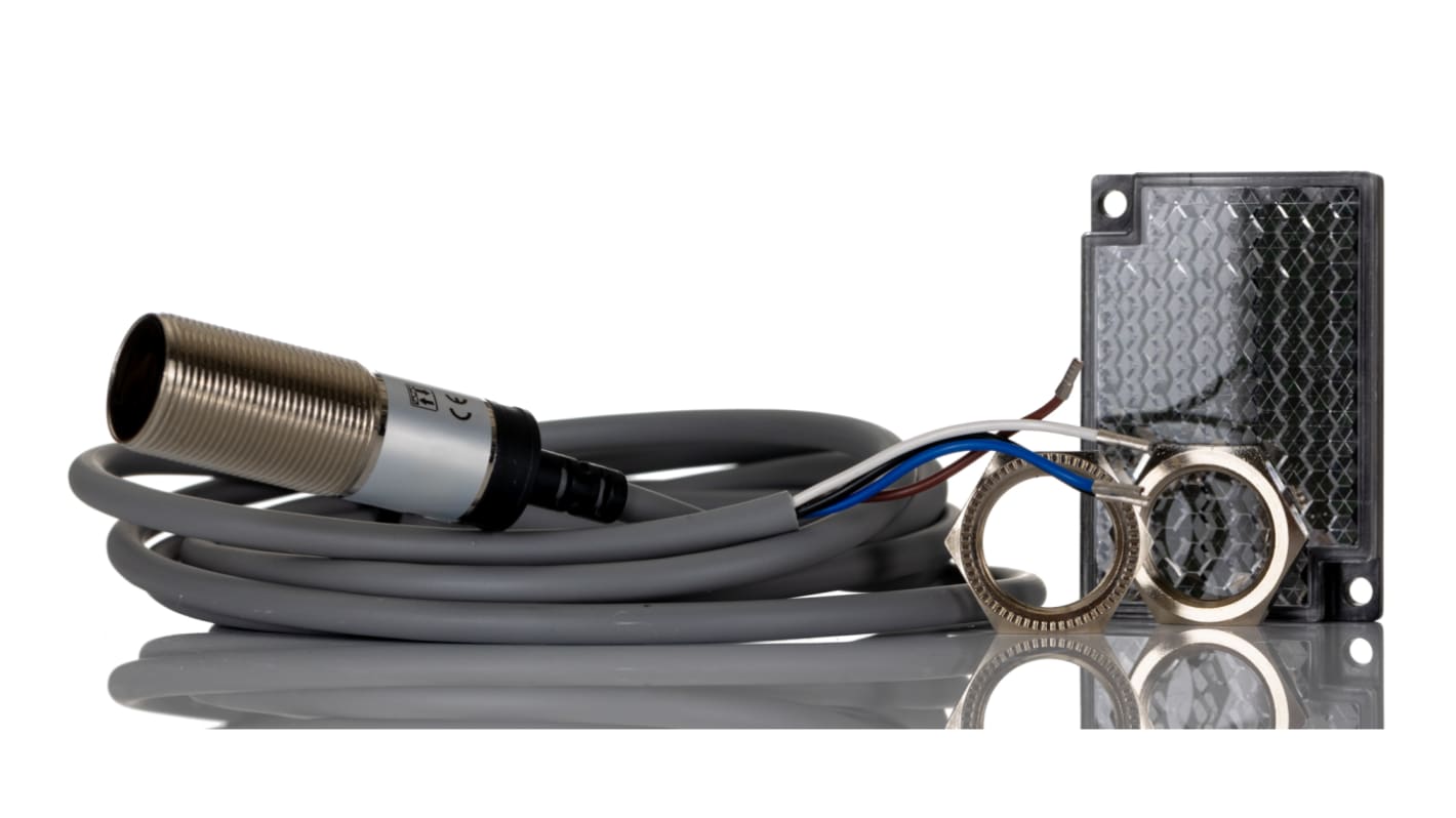 Fotoelektrický snímač 3 m Infračervená LED válcový Kabel 2 m, výstup: NPN NO+NC Retroreflexní IP67