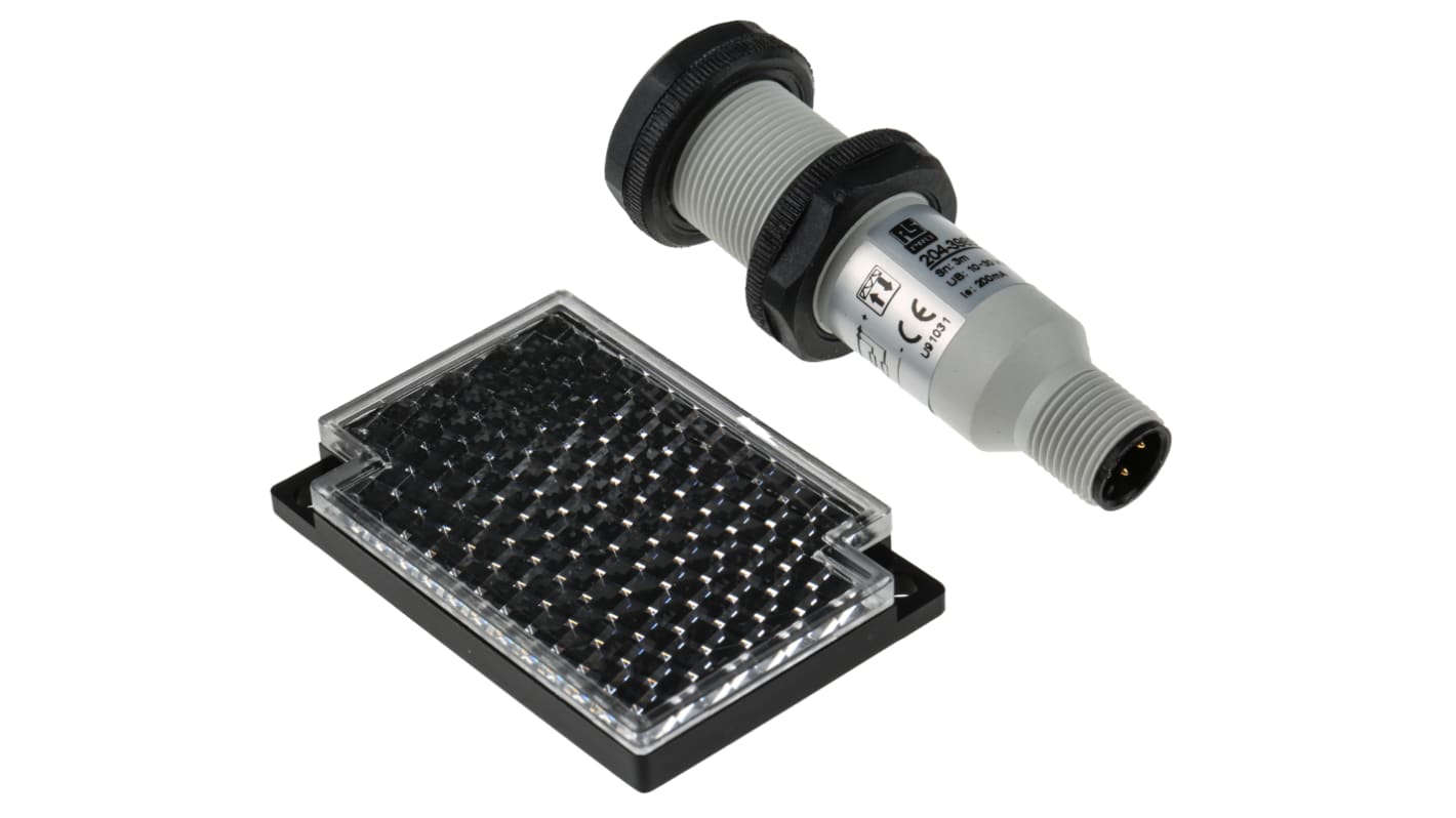 Sensore fotoelettrico Cilindrico RS PRO, Retro riflettente, rilevamento 3 m, uscita NPN NO+NC